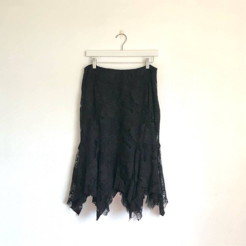 Ralph Lauren Black Label Floral Lace Handkerchief Hem Skirt Size 10 Whimsigoth